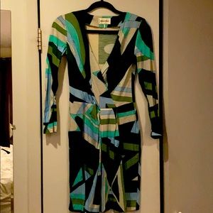 Emilio Pucci Green Geometric Cocktail Dress